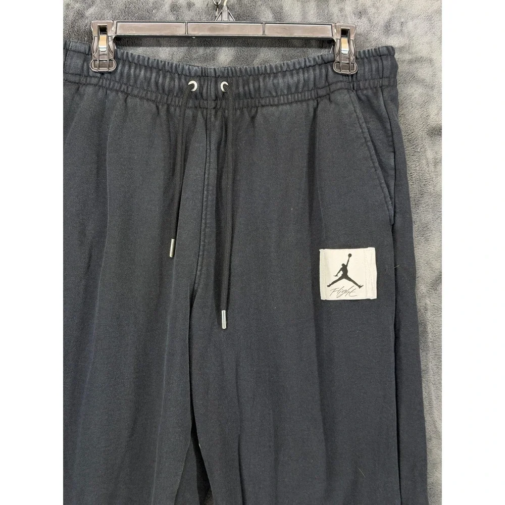 Jordan‎ Flight Fleece Pants Mens Large Black Washed Joggers DQ7468-010 Cotton
